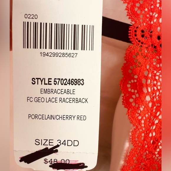 NWT Soma Embraceable Geo Lace
Racerback Underwire Bra 34 DD Porcelain #0632 - Picture 10 of 12